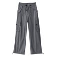 thumbnail image 3 of Aofany Women's Baggy Cargo Pants High Waist Loose Fit Straight Wide Leg Pants Casual Streetwear Trousers with Pockets, 3 of 3