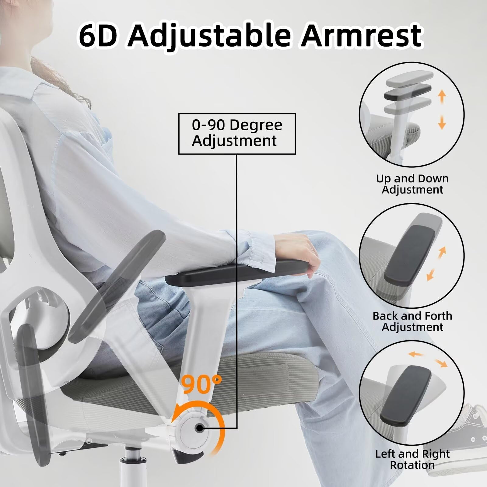 Ergonomic Office Chair Reclining Gaming Chair Adjustable Lumbar Support 4D Armrest 6D Headrest Breathable Mesh Swivel Computer Chairs Home Studio Chairs Desk Chair Coat Hanger Tilt Lock(Pro, Grey)