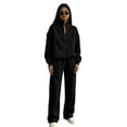 thumbnail image 3 of GrmtClth Womens 2 Piece Half Zip Lounge Set Long Sleeve Sweatshirt Wide Leg Pants Casual Athleisure Matching Sweatsuits For Travel Daily Wear, 3 of 6