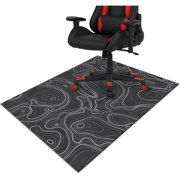 Gaming Chair Mat for Carpet Hardwood Tile Floor,36"x48" Gaming Rug for Gaming Room, Under Desk Non Slip Gamer Rug,Low-Pile Game Room Rug,Rubber Backing Large Gaming Chair Floor Mat,Topographic Contour
