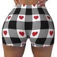 thumbnail image 2 of Lsque Heart Black Buffalo Plaid Gingham Pattern High Waisted Biker Shorts for Women-Tummy Control Fitness Athletic Workout Running Yoga Gym Shorts,Moisture-Wicking-Small, 2 of 9