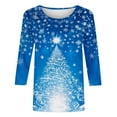 thumbnail image 2 of Uootdi Christmas Tree Christmas Shirts for Women 3/4 Sleeve Tunic Tops Glitter Xmas Classic Print Tshirt Crewneck Pullove Gift r Blouses Gifts, 2 of 5