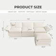 thumbnail image 2 of 110" Cloud Sectional Sofa with Ottoman - Fluffy Comfy 3-Seater Design Sectional Couch for Living Rooms and Apartments, White, 2 of 8