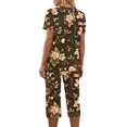 thumbnail image 4 of Women 2 Piece Capri Sets Short Sleeve V Neck Tops and Capris Pants Floral Print Lounge Set Women's Pajamas Sets, 4 of 7