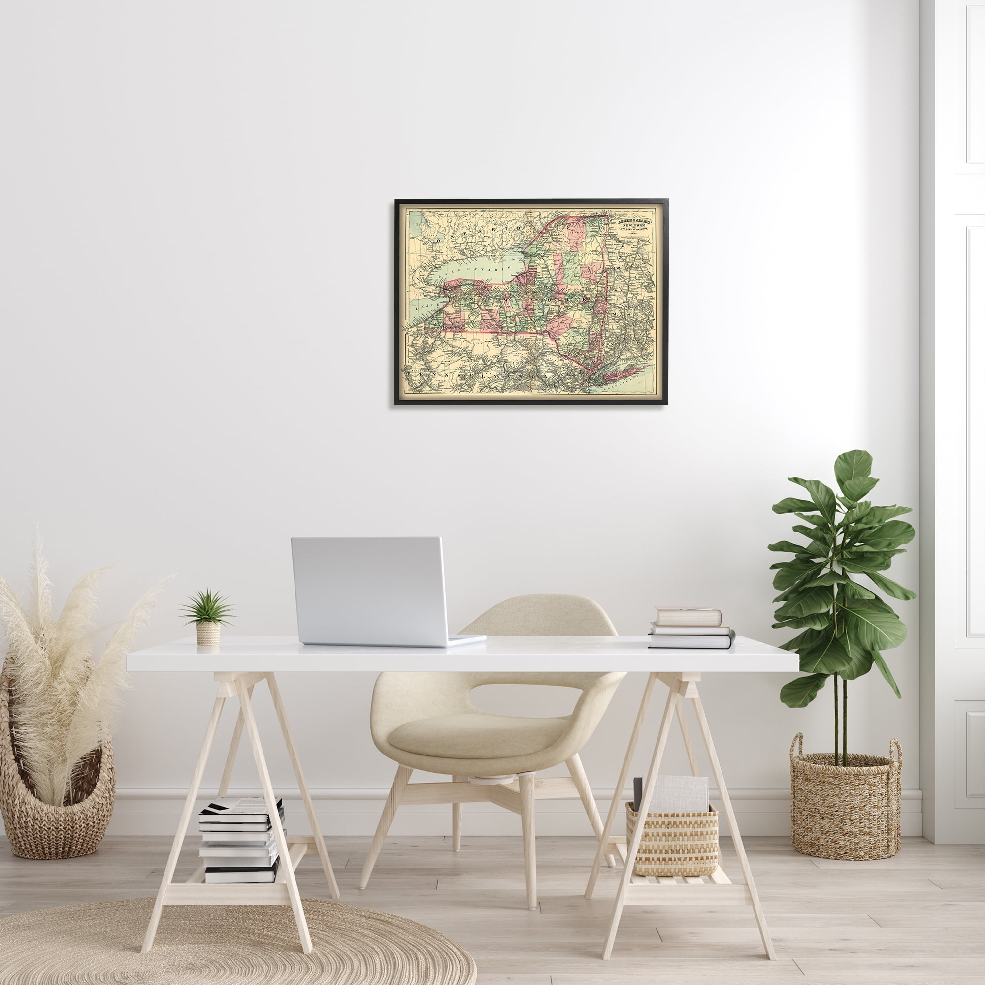 Stupell Industries Historic New York US State Map Vintage Cartography, 30 x 24, Design by Daphne Polselli