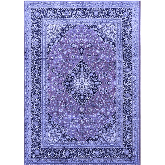 Ahgly Company Machine Washable Indoor Rectangle Persian Blue Traditional Area Rugs, 5' x 7'