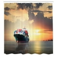 thumbnail image 3 of Ambesonne Maritime Shower Curtain, Cargo Ship at Sunset Photo, 69"Wx75"L, Multicolor, 3 of 5
