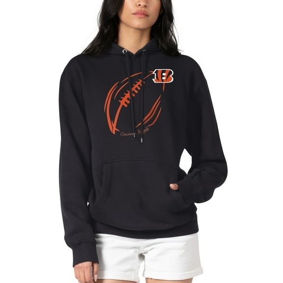 Women's G-III 4Her by Carl Banks Black Cincinnati Bengals Football Logo Fleece Tri-Blend Pullover Hoodie