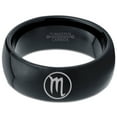 thumbnail image 2 of Tungsten Horoscope Scorpio Band Ring 8mm Men Women Comfort Fit Black Dome Polished, 2 of 4