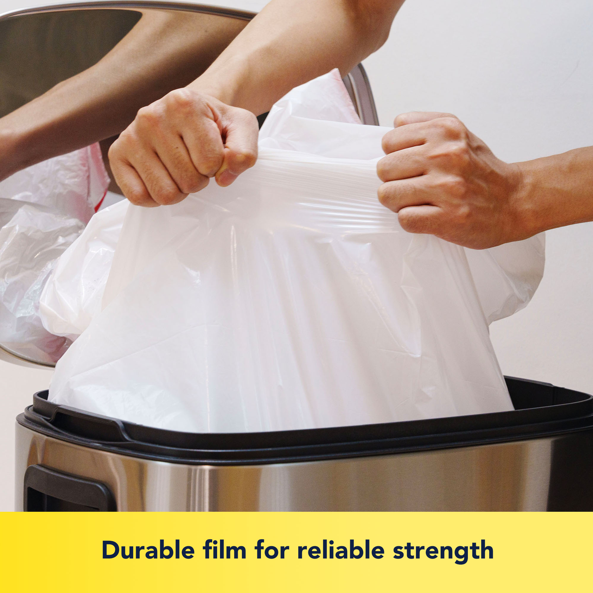 HygiCare 13 Gallon Tall Kitchen Drawstring Trash Bags, 200 Count, Lemon Scent, Super Strong, Leakproof