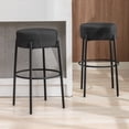 thumbnail image 2 of ZAFLY 30”Counter Height Bar Stools, Modern Velvet Bar Stools, Dinning Chair with Steel Legs for Kitchen Island - Black, Set of 2, 2 of 6