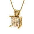 thumbnail image 2 of Clara Pucci 18K Yellow Solid Hypoallergenic Gold 2.5Ct Natural Morganite Princess Cut Solitaire Designer Necklace Pendant For February, 2 of 7