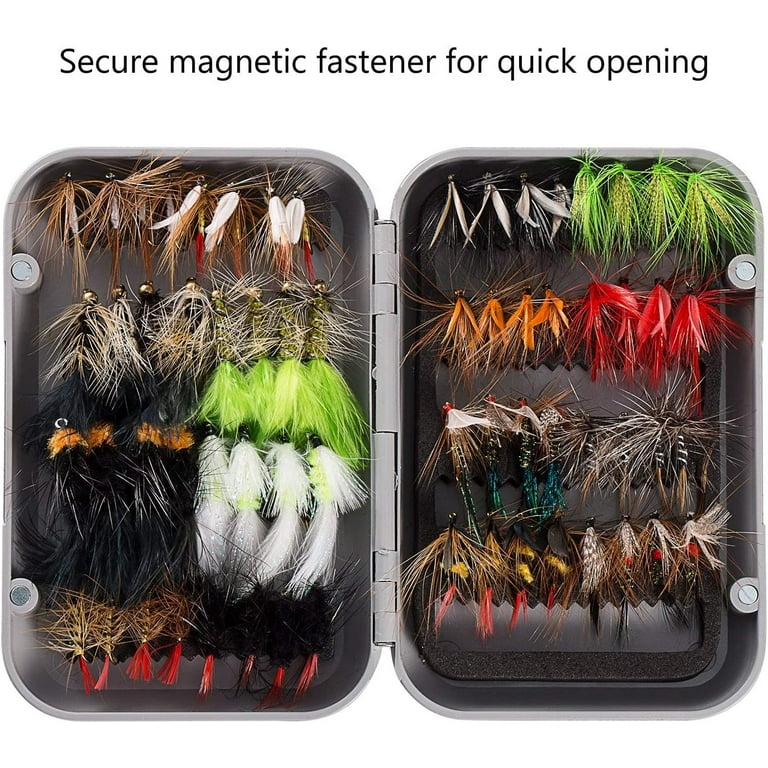 Bassdash Fly Fishing Flies Kit Fly Assortment Trout Bass Fishing with Fly Box, 36/64/72/76/80/96pcs with Dry/Wet Flies, Nymphs, Streamers, Popper 64