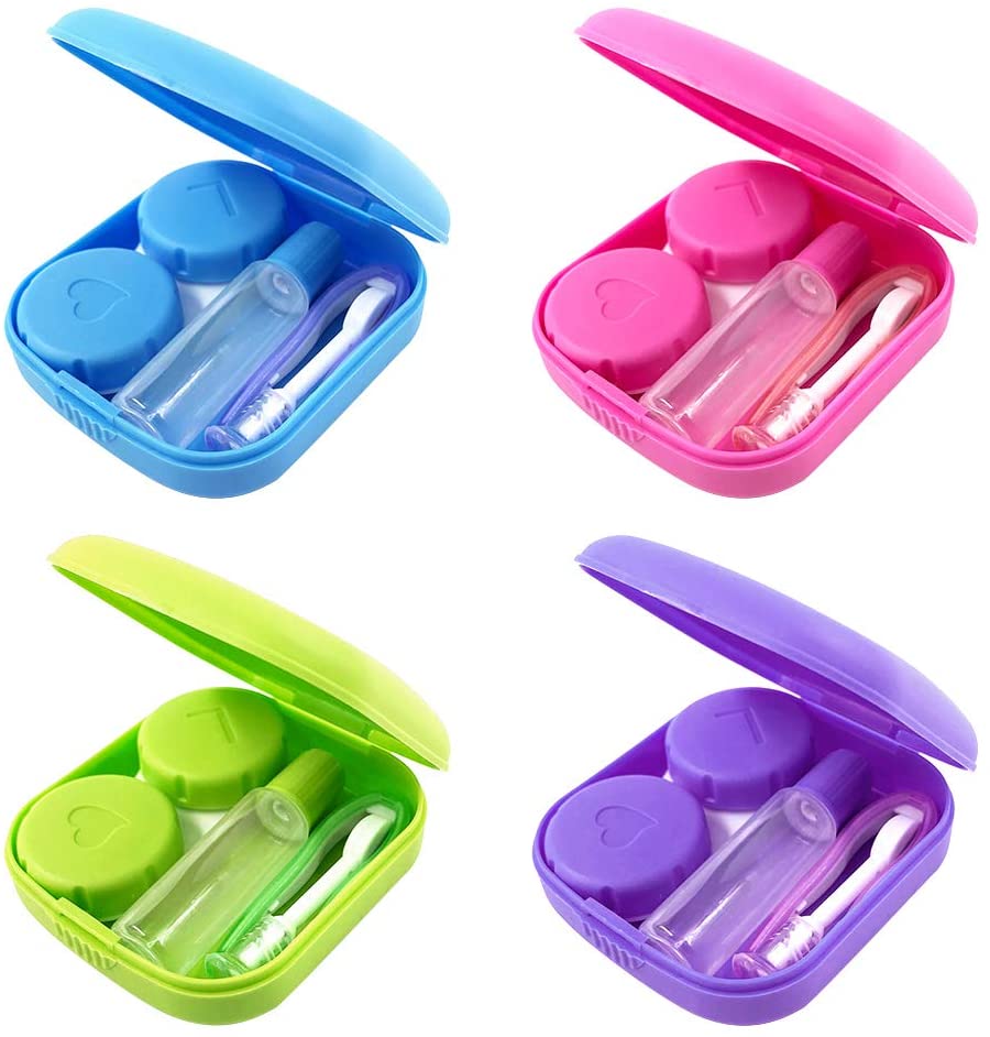 Windfall 4PCS Contact Lens Case, Colorful Contact Lens Box Holder