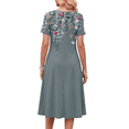 thumbnail image 5 of Fantaslook Pleated Summer Dresses for Women Short Sleeve A Line Midi Dress Flowy Floral Sundress Casual Dress with Pockets, 5 of 10