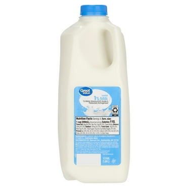 Great Value Milk 1% Low-fat, Half Gallon, Plastic Jug