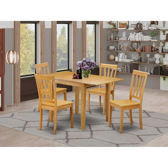 East West Furniture Norden 5-piece Traditional Wood Dining Room Set in Oak