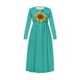 thumbnail image 5 of DISNIMO Green Sunflower Long Sleeve Dress for Kids 7-8yrs Dresses with Pockets and Long Sleeves Dress Kids Long Sleeve Dresses for Girls Twirl Skater Dress Kids Crew Neck, 5 of 7