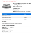 thumbnail image 2 of Rear Brake Rotor - Compatible with 1992 - 2001 Toyota Camry 1993 1994 1995 1996 1997 1998 1999 2000, 2 of 2