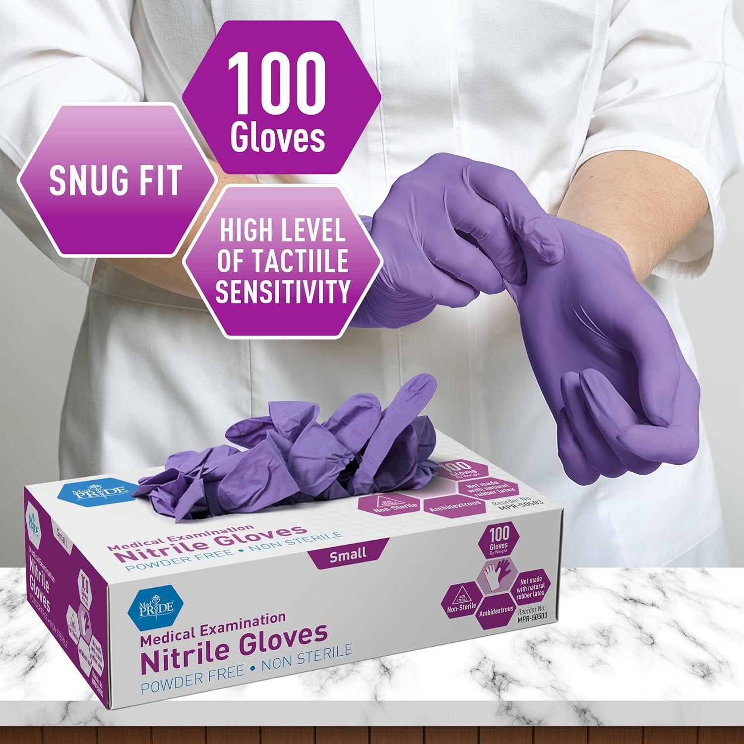 MEDPRIDE Nitrile Gloves Powder-Free Disposable Gloves – Blue, Small, 1000-Pack, Durable Latex Free Non-Slip Hand Protection for Medical, Cleaning & Food Prep
