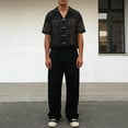 thumbnail image 4 of LIIPEE Men Shirts Casual Summer Solid Color Short Sleeve Lapel Button Down Fashion Mesh Shirts Outdoor Male Loose Fit Lightweight Comfortable Breathable Soft Shirts,M, 4 of 5