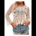 thumbnail image 1 of Traje de Baño de Crochet Transparente para Mujer, con Aberturas y Parte Superior de Bikini Albaricoque un Tamaño, 1 of 10
