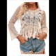 thumbnail image 1 of Traje de Baño de Crochet Transparente para Mujer, con Aberturas y Parte Superior de Bikini Albaricoque un Tamaño, 1 of 10
