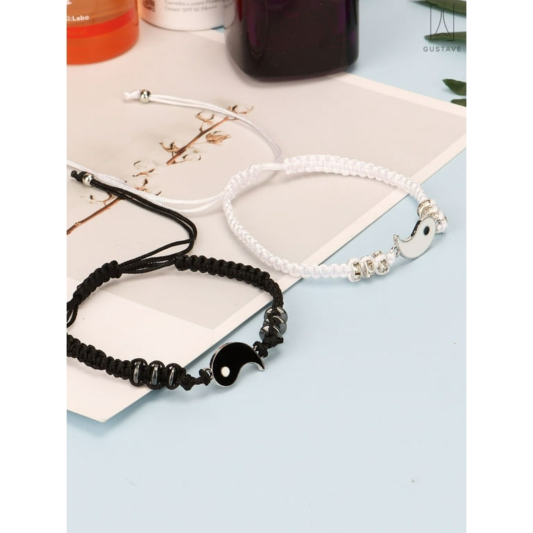 Tai Chi Handwoven Bracelet Couple Bracelet Black And White Bagua Push Pull Handle Friendship Jewelry Fashion Couple Bracelet I.293687026