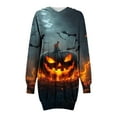 thumbnail image 6 of Enjoytime Short Dress for Women Pumpkin Printed Long Sleeve Drop Shoulder Dresses Vintage Hoodie with Pocket, 6 of 7