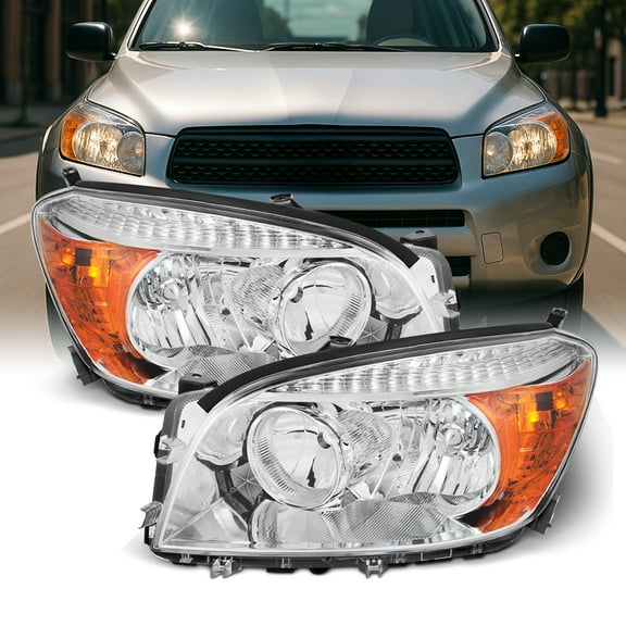 AKKON - [OE Factory Style] For 06-08 Toyota RAV4 XA30 Chrome Clear Headlight Headlamps Replacement Pair