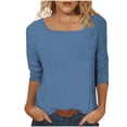 thumbnail image 4 of Kezqiaxn 3/4 Length Sleeve Womens Tops Summer Square Neckline Work Shirts Blouses for Women Dressy Casual Plus Size Fashion, 4 of 7
