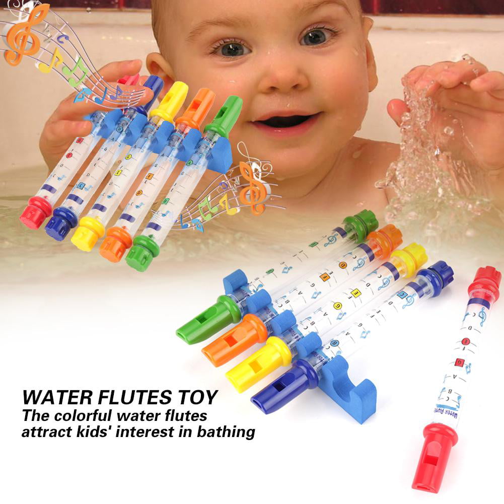 5pcs/Set Water Flutes Music Song Sheets Instruments Kids Funny Children Bath Toy 
