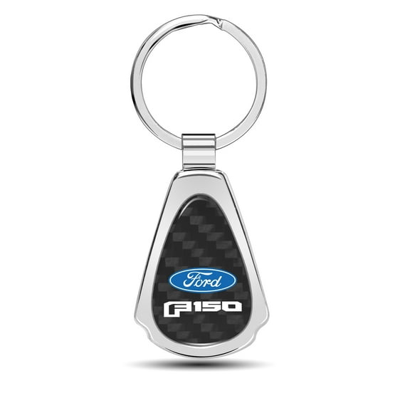 Ford F-150 2015 up Real Black Carbon Fiber Chrome Metal Teardrop Key Chain