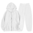 thumbnail image 4 of felwors Womens Sweatsuits 2 Piece Set Tracksuit 2025 Trendy Fall Long Sleeve Zip Up Sweatshirt And Sweatpants Jogger Sweatsuit White, XL, 4 of 4