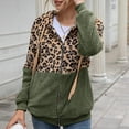 thumbnail image 4 of WREESH Womens Casual Double Fuzzy Sweatshirt Faux Fleece Zip Up Pullover Hoodies Coat Leopard Outwear with Pockets Olive Green, 4 of 4
