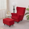 thumbnail image 2 of Wing Chair Slipcovers, 2 Piece Stretch Wingback Chair Cover Soft Velvet Armchair Covers with Elastic Bottom for Living Room Bedroom, 2 of 10
