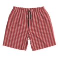 thumbnail image 2 of Honeii's Stripes Red White Print Men's Casual Shorts with Drawstring，Swim Trunks Quick Dry Beach Shorts, 2 of 5