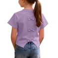thumbnail image 2 of Asxite Toddler Tops Girls Summer Tops Solid Bow Back Crewneck Short Sleeve Top for 1-9 Years, 2 of 5