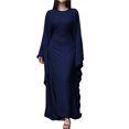 thumbnail image 2 of Vestido Islámico Elegante de Color Liso con Mangas Murciélago para Mujer. Azul Marino XL, 2 of 7