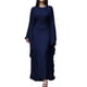 thumbnail image 2 of Vestido Islámico Elegante de Color Liso con Mangas Murciélago para Mujer. Azul Marino L, 2 of 7