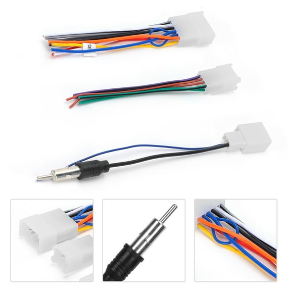 Car Radio Antenna Connector, Stereo Copper Material Compact Radio Wiring Harness for Car for Automobile