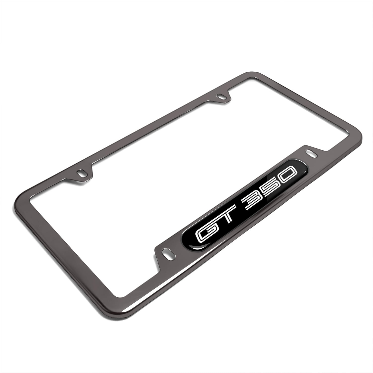 iPick Image for Ford Mustang 350 GT Black Insert Gunmetal Chrome Stainless Steel License Plate Frame, Official Licensed