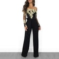 thumbnail image 2 of BKQCNKM Wide Leg Pants For Women Women'S Pants Jumpsuit Wide Leg Romper Off Ladies Up Women Casual Lace Lace Shoulder Playsuit Women'S Jumpsuit Work Pants For Women Black L, 2 of 5