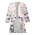 thumbnail image 3 of ZKIRBJV Summer Sweaters 3/4 Sleeve Cardigan for Women Lightweight Open Front Shrug Ruffle Cardigan Floral Print Dressy Casual Kimono Cardigan Pink S, 3 of 4