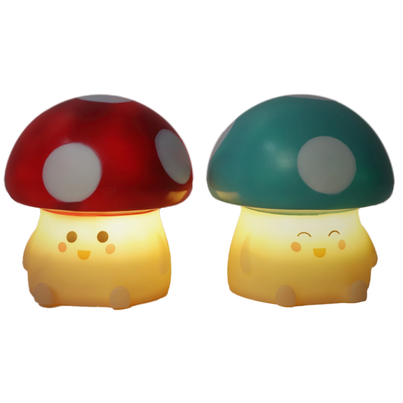 Urban Shop 4.5" 2 Pack Food Figural LED Mood Light, Red and Blue Mushroom