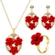 thumbnail image 1 of 1 juego de collar y pendientes con forma de rosa, anillo y collar con forma de rosa para boda o San Valentín., 1 of 6