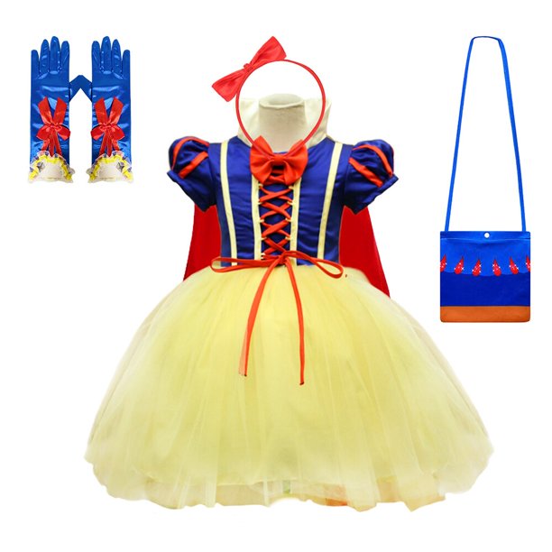 Vestido clásico de fantasía de Blancanieves para niñas, disfraz de princesa de Carnaval de Halloween, tutú de tul esponjoso, peluca para niños Fivean unisex