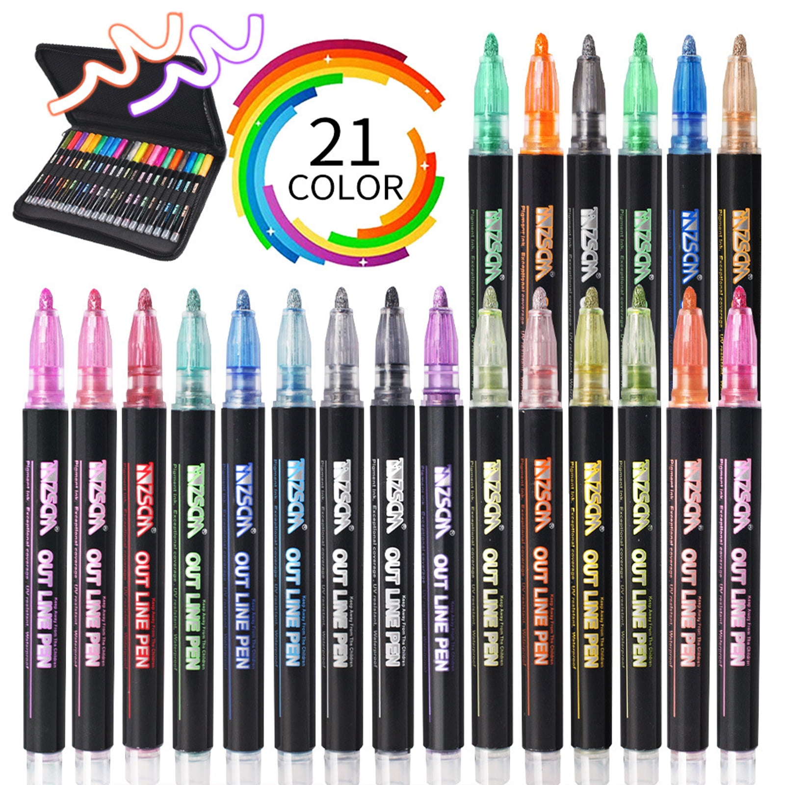21pc Dual Tip Illustration Markers, Broad and Fine Tip, Markers