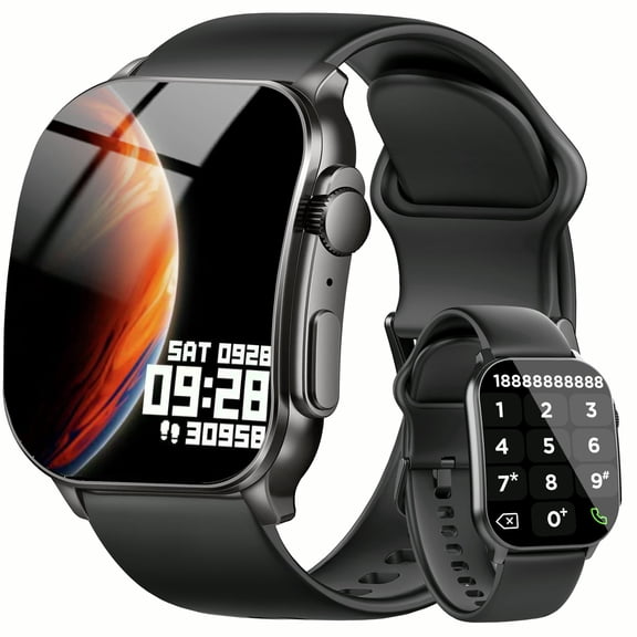 Cillso Smart Watch fits for Android and iPhone, 2.01"AMOLED Screen, Smart Watch for Men Women, Bluetooth Answer/Calls, Fitness Tracker, IP68 Waterproof, 110  Sport Modes, Black