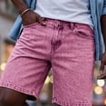 thumbnail image 5 of kosheko Mens Denim Shorts, High Waist Straight Leg Cut, Washed Fabric with Slim Fit for Daily Business Casual Occasions Pink XXXL, 5 of 5